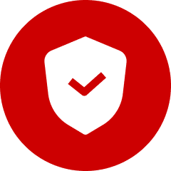 Safety verification emblem in red circle